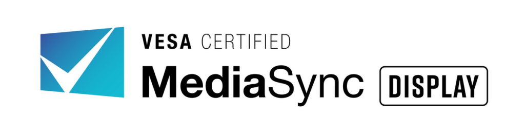 VESA認證的MediaSync Display標章是專為支援所有國際廣播視訊格式的無抖動媒體播放顯示器而設計，由於標章的產品認證重點在於顯示器不會出現抖動而非高畫面更新率，因此沒有提供效能層級