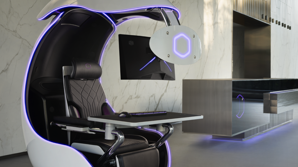 電競座艙Orb X 符合人體工學設計的座椅、2.1聲道立體環繞音響效果以及超大尺寸螢幕