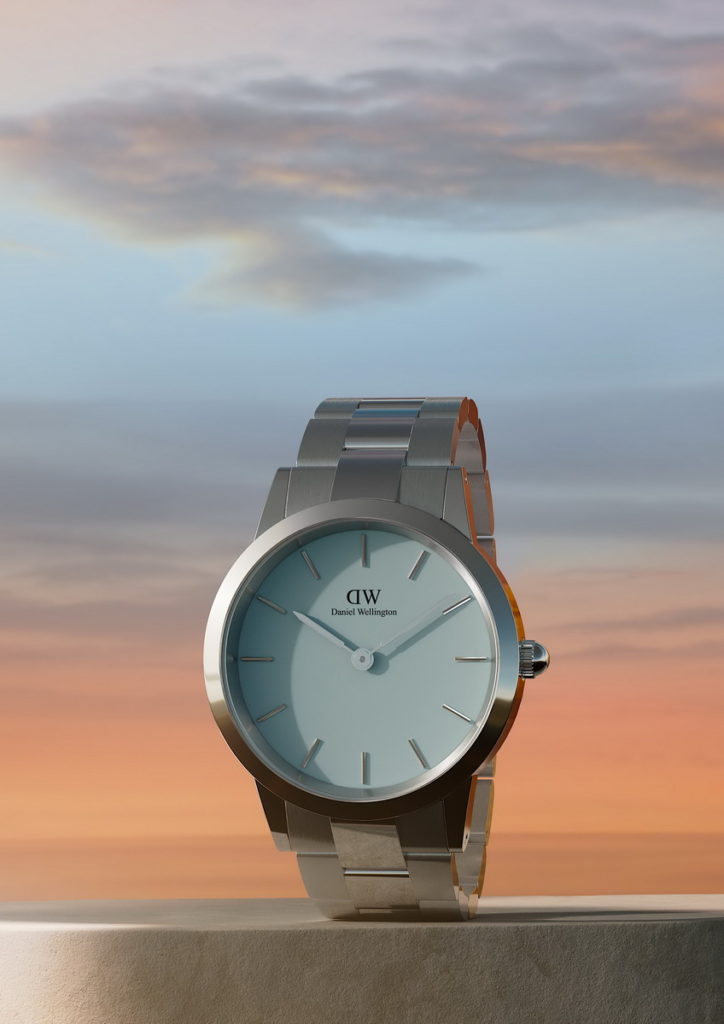 DW《Iconic Link Pastel腕錶系列》_錶盤-清新藍、錶帶-極光銀