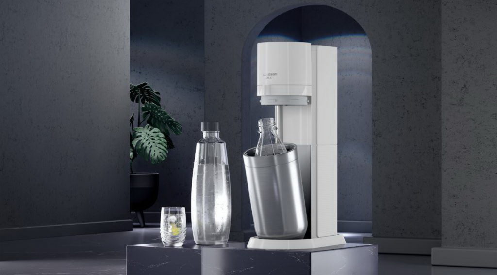 sodastream 新款氣泡水機DUO系列，簡約流線外型、鎖扣式裝瓶設計，同時展現時尚品味的視覺享受
