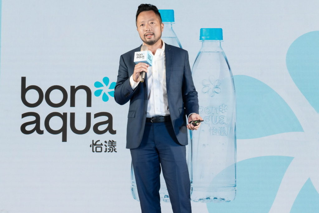 可口可樂公司台灣總經理陳正峰表示，「bonaqua怡漾」為可口可樂公司在台首度推出的無標籤品牌，更為可口可樂公司邁向永續的嶄新里程碑(可口可樂公司提供)