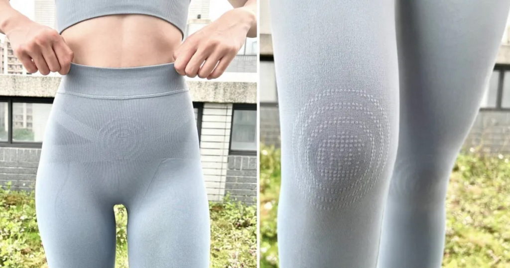 KXL TAIWAN專業版閃電褲EX膝蓋處與下腹採用獨家專利磁漿印花技術，運動同時保健身體