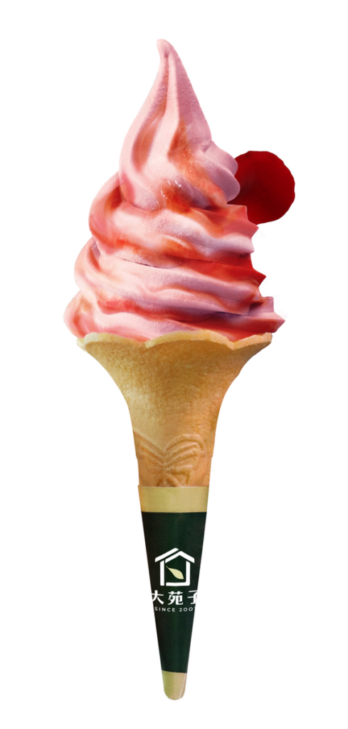 荔枝玫瑰霜淇淋在大苑子市府店獨家販售 1支110元