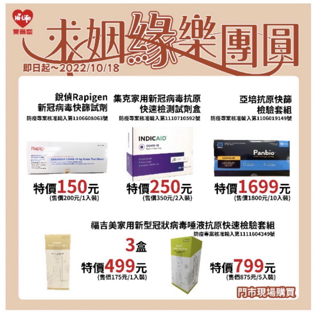 秋節後疫情升溫快篩買氣增 萊爾富推出多項快篩試劑優惠