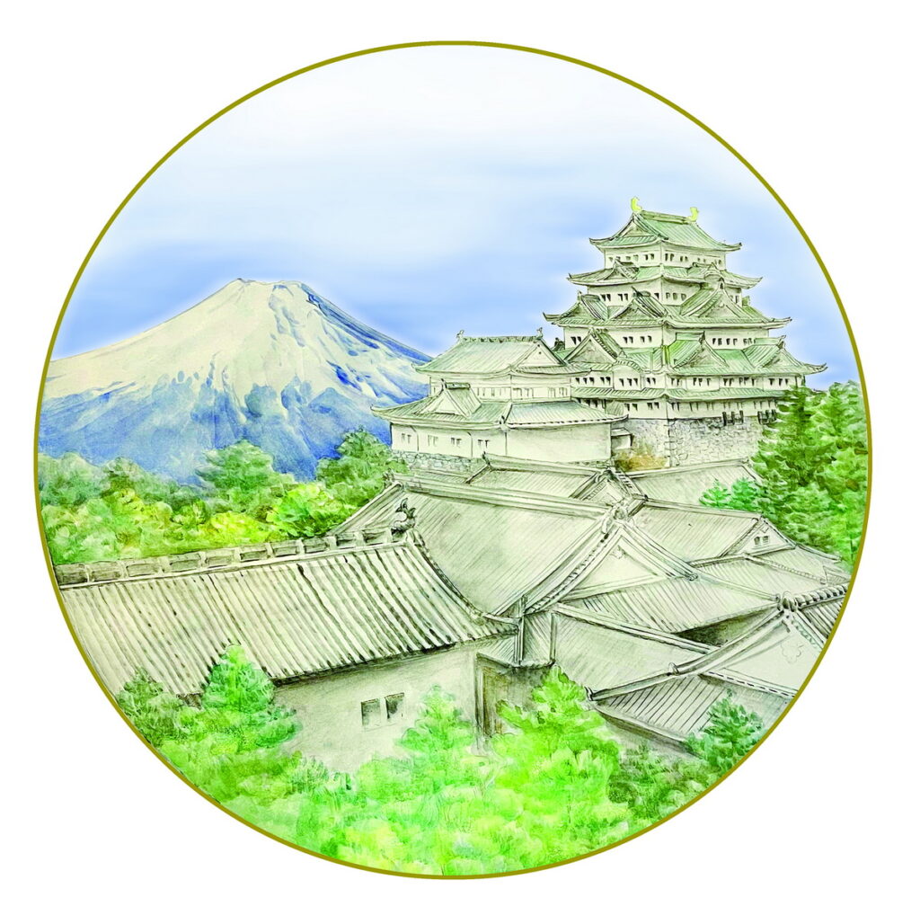 Noritake手繪富士山與名古屋城圓盤37CM 定價398,000元
