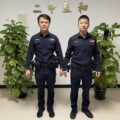 臺北市保安警察大隊第二中隊警員余明展、蔡葉闔（由左至右）。