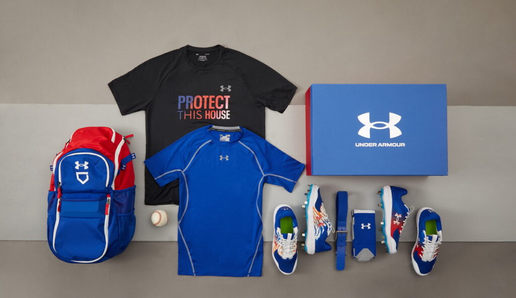 UA精心為選手打造專屬經典配色「Armour Box」，裝載品牌訂製棒球釘鞋及多款專業訓練裝備。
