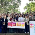 東海大學同時舉辦「2023臺灣國際SDGs圖像設計展」開幕式典禮後，合影。（圖/東海大學提供）