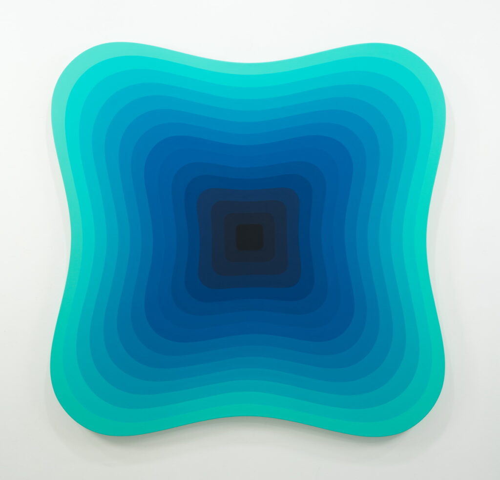 Jan Kaláb, Vibrating Turquoise Square 0123, 150x150cm, 2023