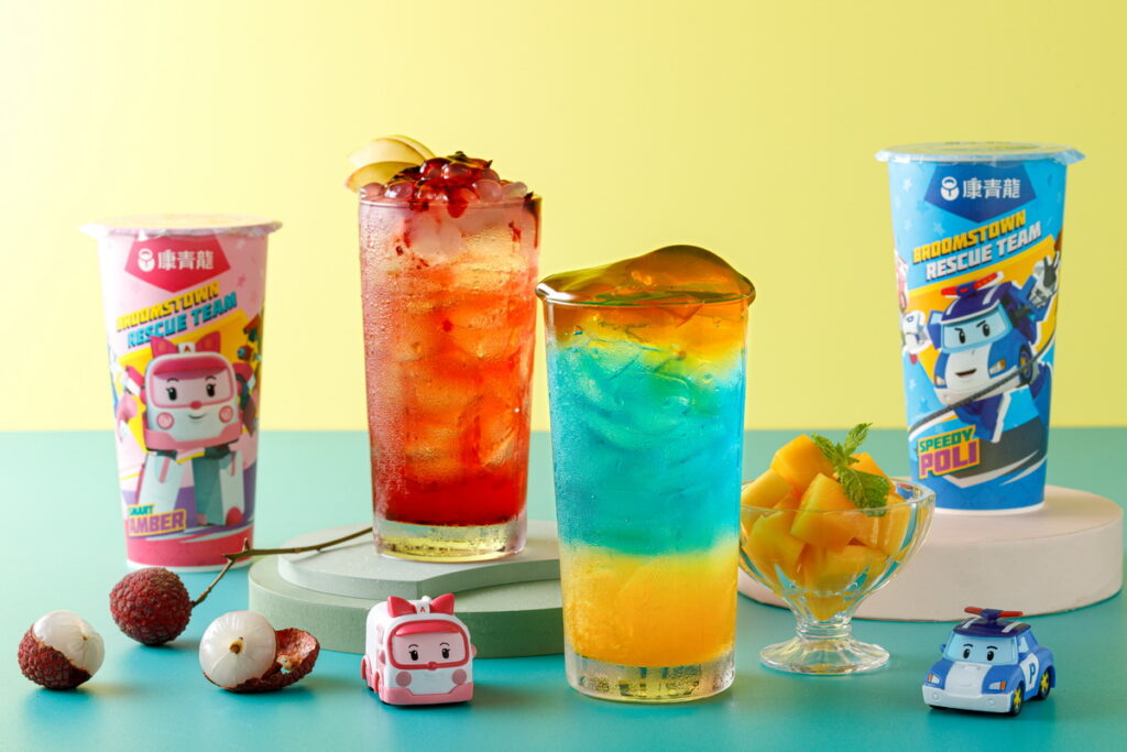  康青龍共推出「炫藍波力」、「萌粉安寶」2款聯名飲品