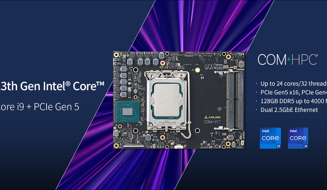 凌華科技 COM-HPC 模組搭載第 13 代 Intel Core 處理器，提供最高 i9 等級效能、24 核心與 36MB 快取記憶體、65W TDP，並具卓越的擴充能力、I/O 頻寬和每瓦效能，為跨產業創新典範