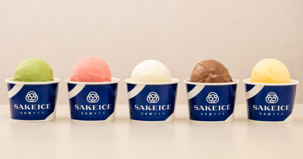 SAKEICE的清酒冰淇淋所用的是高濃度酒釀日本酒。（Ⓒedamame Inc.）