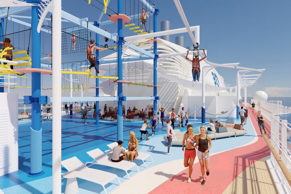 「Park19」 全新露天甲板家庭活動區域將在太陽公主號上首次亮相 - 「海風高空滑索® （Sea Breeze Rollglider®）」與「繩網攀爬挑戰（The Net Ropes Course）」。
