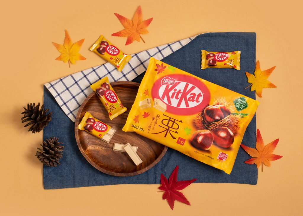 雀巢KitKat巧克力圖鑑收藏多款首發新品，如產季限定「KitKat甘栗威化」，溫潤秋栗結合甘甜巧克力香氣