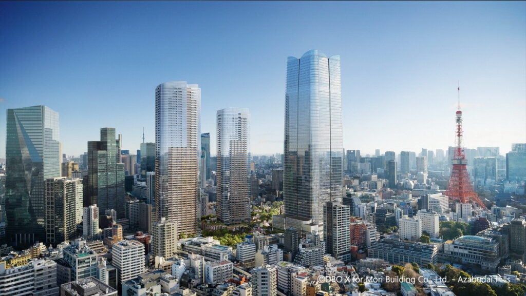 麻布台之丘位在東京鐵塔的西北方位置，成為當地熱門新地標。（森大廈提供）