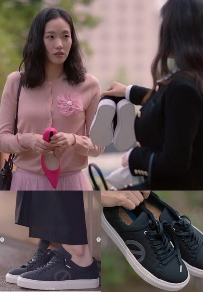 韓劇《小女子》演員金高銀以長寬褲搭配LØCI 9號鞋，展現時下隨意、大方的韓系流行趨勢。