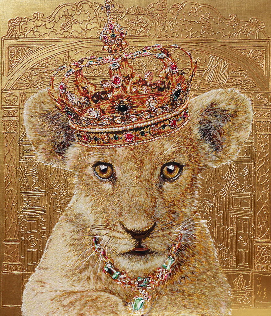 李奈珍 Great Gratitude!You have raised me, oh wind and flowers!03 The Baby Lion 53x45.5cm 複合媒材 Mixed Media 2023