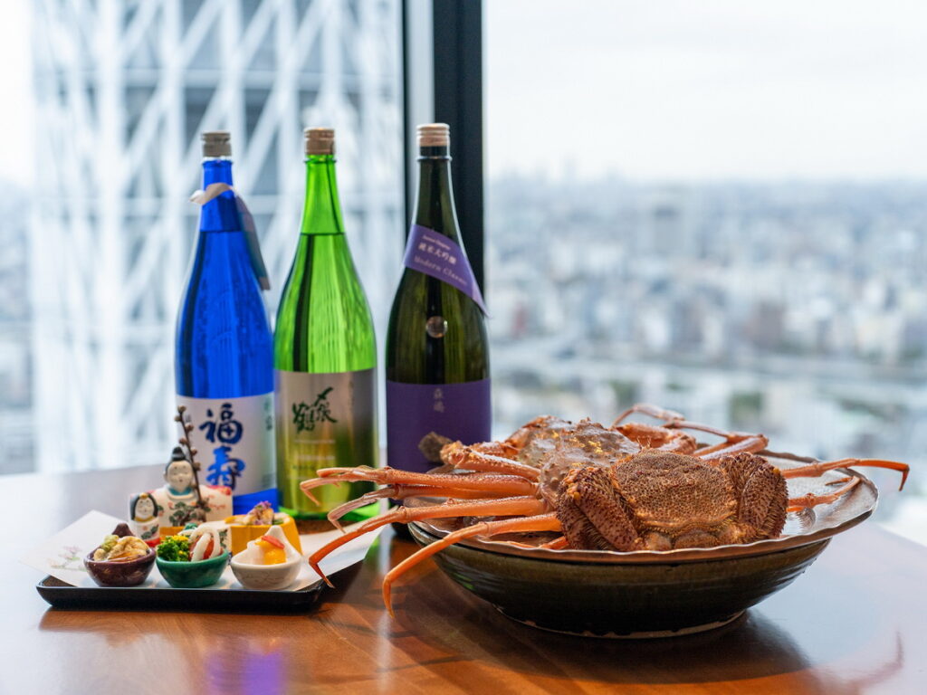 日本料理「國見」，每天有限量北海道直送的螃蟹及各式日本酒 警語（禁止酒駕，酒前酒後不開車，安全有保障；未滿十八歲禁止飲酒）