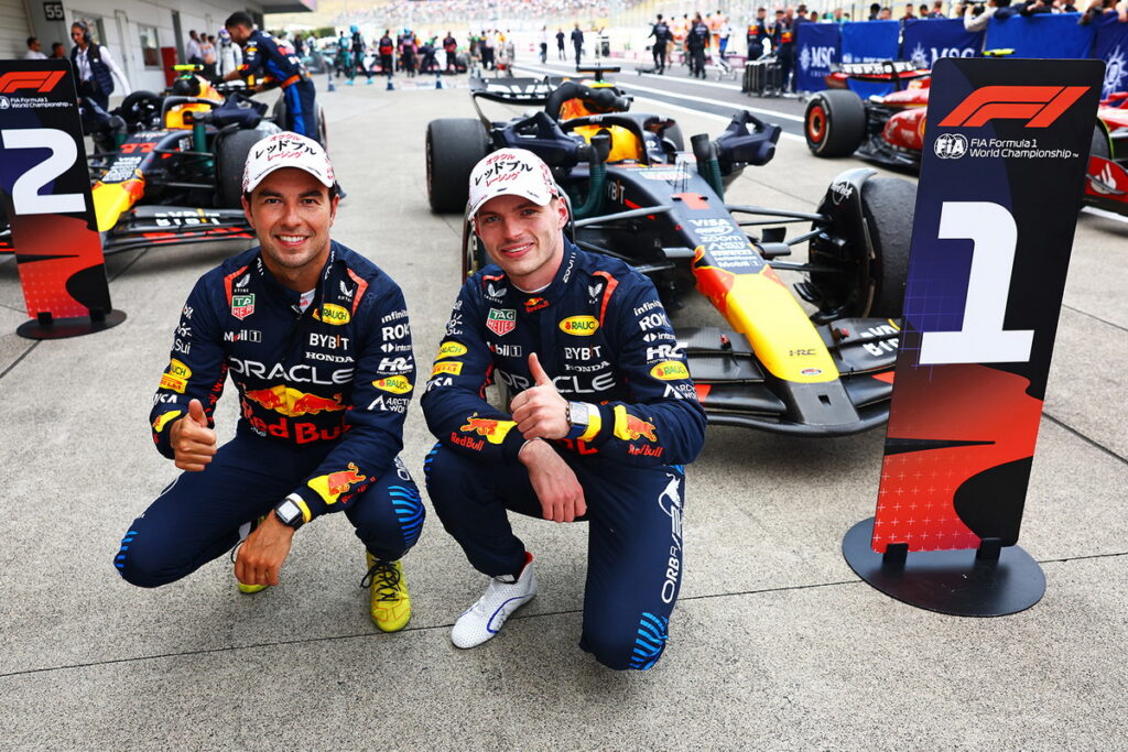 Red Bull車隊包辦F1日本大獎賽冠亞軍，車堆積分遙遙領先。（Red Bull 提供）