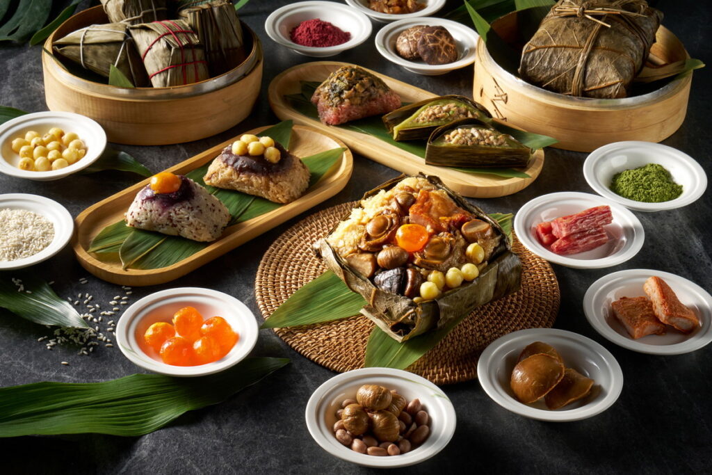 港式餐廳珍珠坊推出「廣式福粽禮盒」六種口味的粽子廣納海味山珍（台北福華大飯店提供）