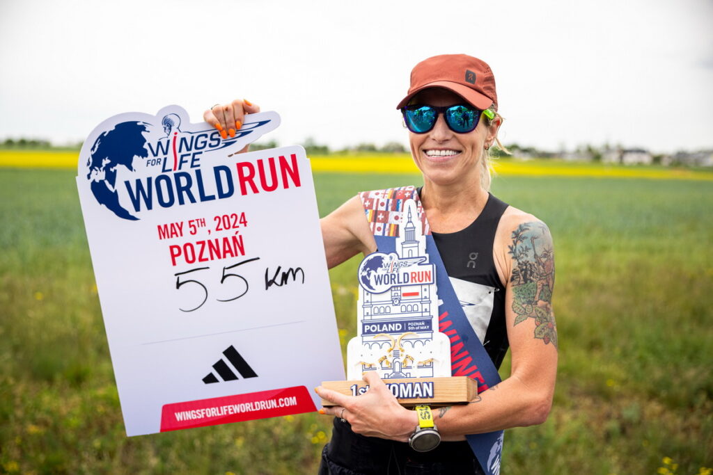 今年Wings for Life全球路跑由波蘭選手Dominika Stelmach 以55公里的成績再奪世界女子冠軍