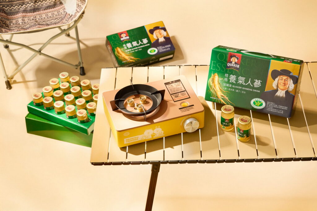 除了行李箱，現在7-ELEVEN也獨家推出「桂格養氣人蔘」76入組合贈LINE FRIENDS韓系防風卡式爐