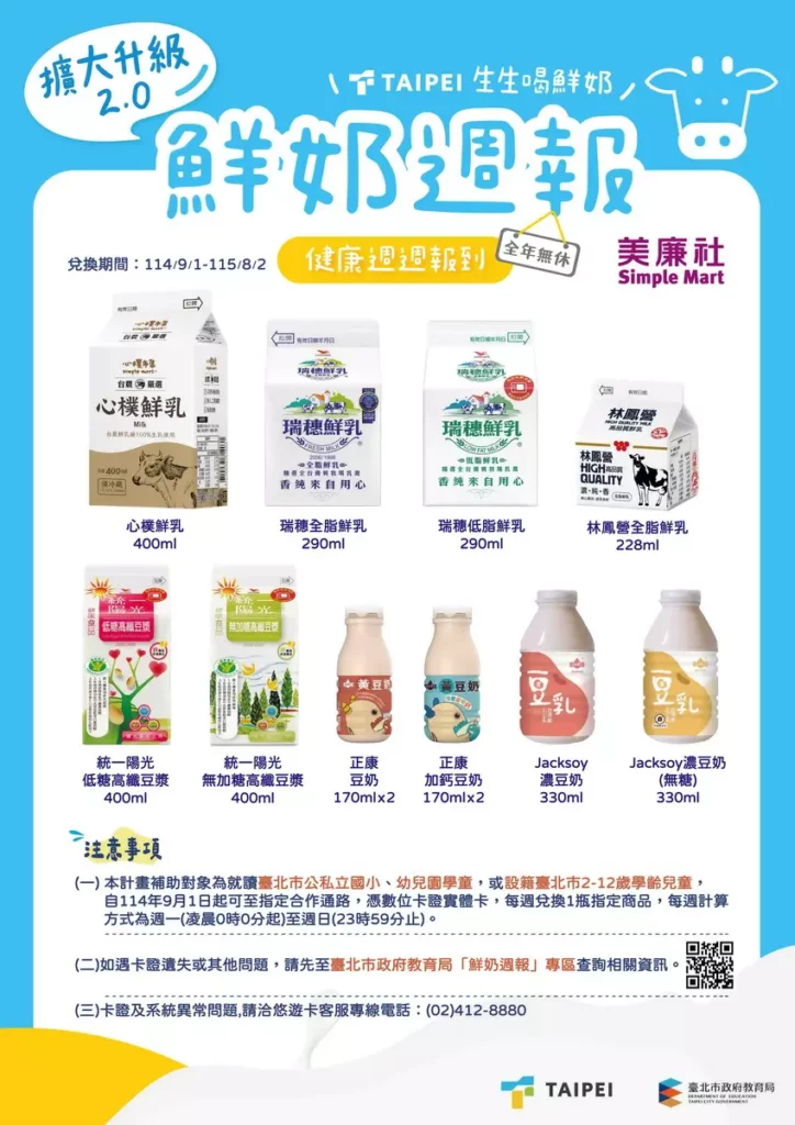 營養同步開學囉!臺北市政府「鮮奶週報2.0」美廉社正式啟動 - 威傳媒新聞-WinNews