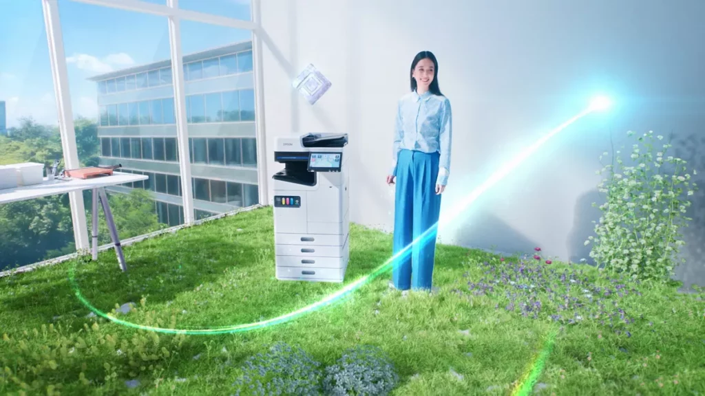 Epson透過列印科技，與品牌代言人陳庭妮共同呈現理想辦公場域，為企業節能減碳，實踐永續發展