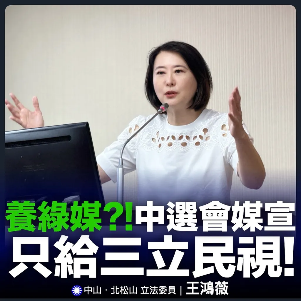 中選會媒宣費10年只進兩家綠媒 王鴻薇給新主委一次機會：太神奇了 公開招標卻年年如此