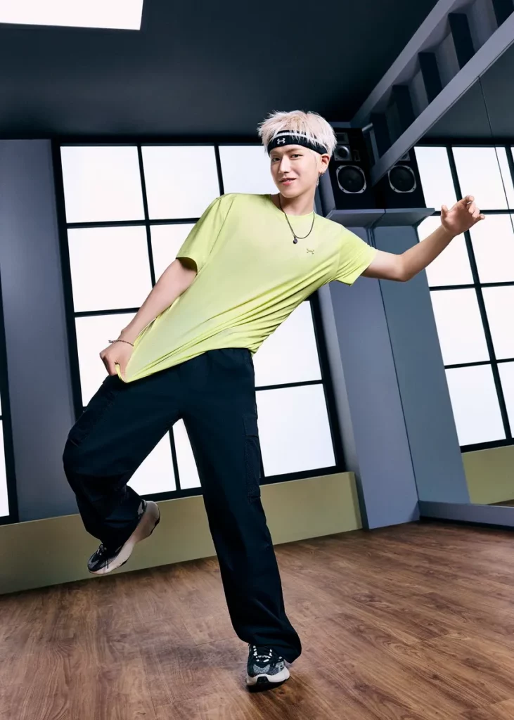 K-POP新世代大勢男團BOYNEXTDOOR RIWOO 著上全新「UA Bouncy Tee」。