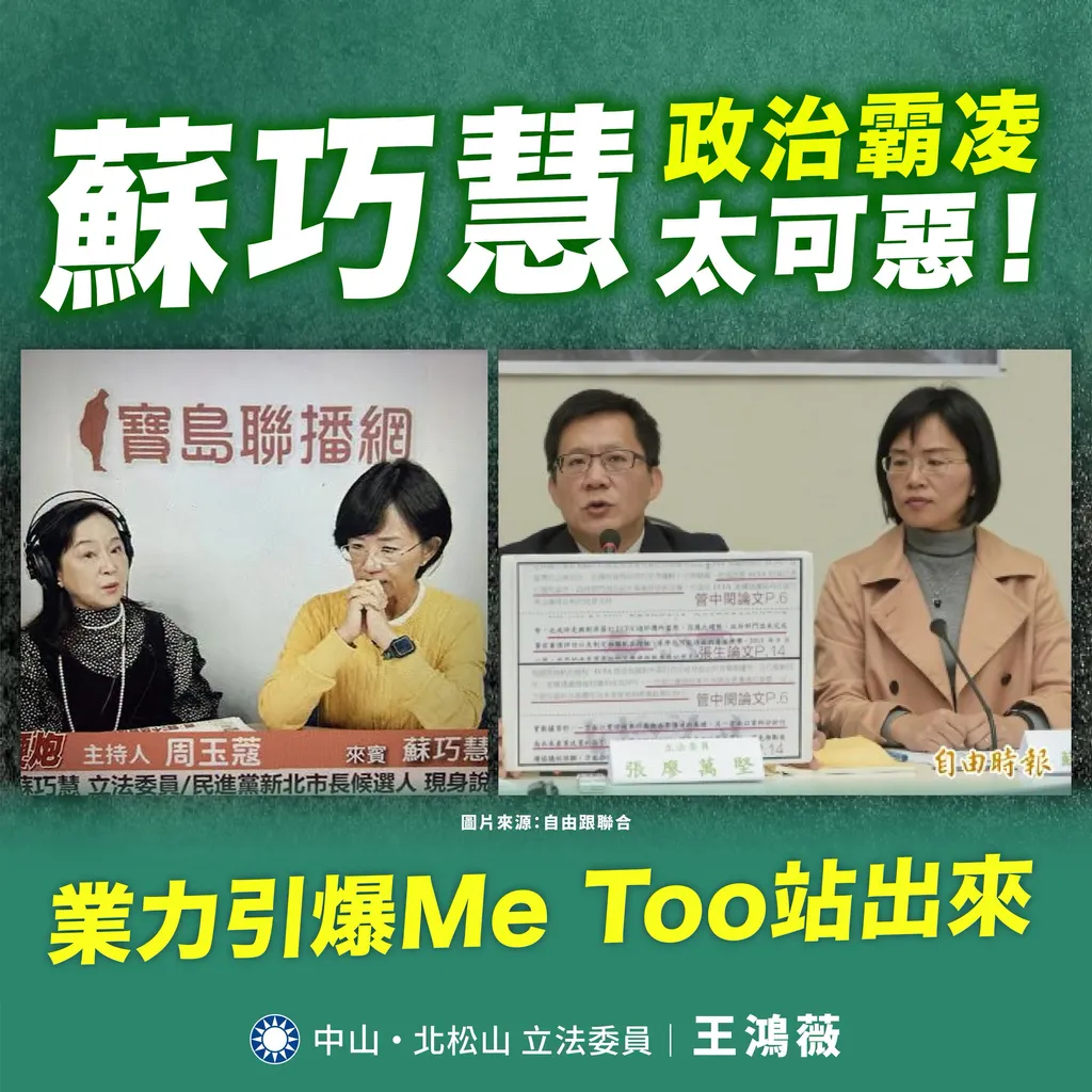 張淑娟點名蘇巧慧「媒體幫兇」 管中閔感同身受批非第一次 王鴻薇：兩位無辜者至今零道歉